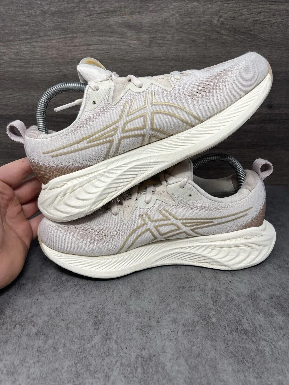 ASICS Gel Nimbus 26 Cream Beige Womens Size 8.5 Running Walking Shoes 1012B441